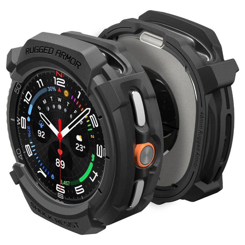 Laptop, Telefoane si Tablete - Wearables si gadgeturi - Wearables - Accesorii wearables - Husa pentru Samsung Galaxy Watch8 Classic - Spigen Rugged Armor - Matte Negru - Infinity.ro