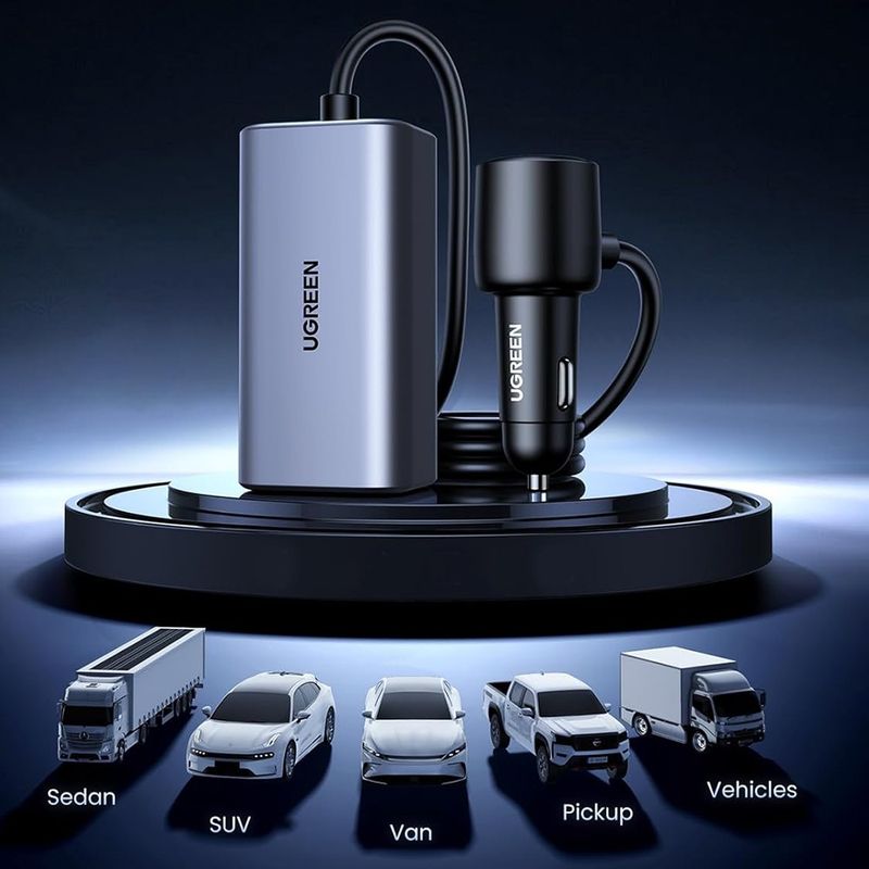 Laptop, Telefoane si Tablete - Telefoane mobile si accesorii - Accesorii Telefoane - Incarcatoare telefoane - Incarcator pentru Masina cu Splitter, USB, 3x USB-C, 150W - UVerde EC706 (35571) - Negru - Infinity.ro