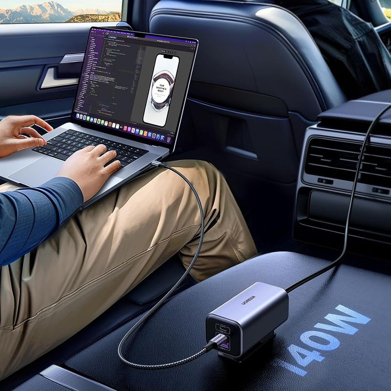 Laptop, Telefoane si Tablete - Telefoane mobile si accesorii - Accesorii Telefoane - Incarcatoare telefoane - Incarcator pentru Masina cu Splitter, USB, 3x USB-C, 150W - UVerde EC706 (35571) - Negru - Infinity.ro