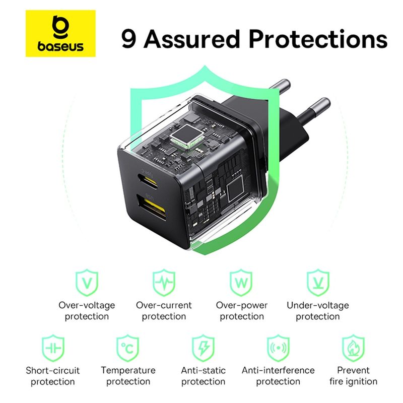 Laptop, Telefoane si Tablete - Telefoane mobile si accesorii - Accesorii Telefoane - Incarcatoare telefoane - Incarcator EU USB, Type-C, 1m, 30W - Baseus Palm (P1011160A113-00) - Cluster Negru - Infinity.ro