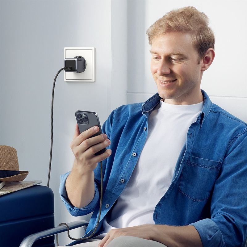 Laptop, Telefoane si Tablete - Telefoane mobile si accesorii - Accesorii Telefoane - Incarcatoare telefoane - Incarcator pentru Priza Type-C, GaN, Fast Charging, 30W, 3A, PD3.0, QC4.0+ - UVerde Nexode S X503 (35041) - Gri - Infinity.ro