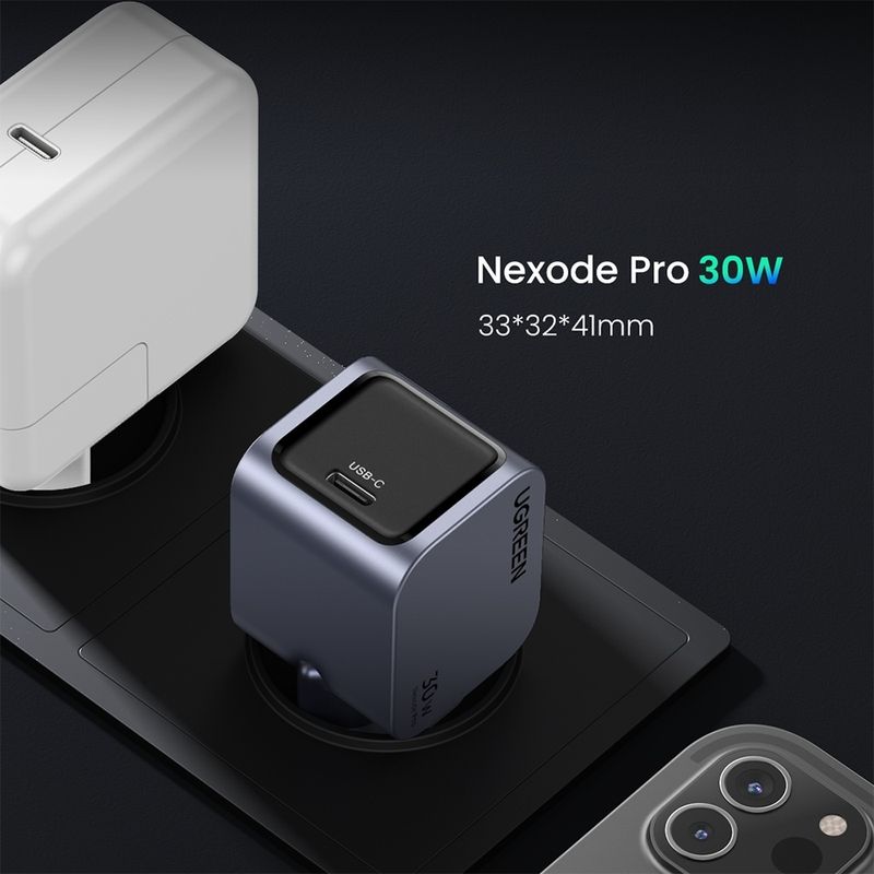 Laptop, Telefoane si Tablete - Telefoane mobile si accesorii - Accesorii Telefoane - Incarcatoare telefoane - Incarcator pentru Priza Type-C, GaN, Fast Charging, 30W, 3A, PD3.0, QC4.0+ - UVerde Nexode S X503 (35041) - Gri - Infinity.ro