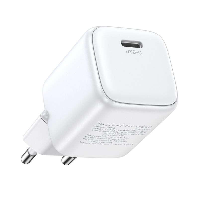 Laptop, Telefoane si Tablete - Telefoane mobile si accesorii - Accesorii Telefoane - Incarcatoare telefoane - Incarcator USB-C, GaN, Fast Charging, 20W, 3A, QC4.0+ - UVerde Nexode CD318 (15324) - Alb - Infinity.ro