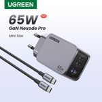 Laptop, Telefoane si Tablete - Telefoane mobile si accesorii - Accesorii Telefoane - Incarcatoare telefoane - Incarcator USB, 2x Type-C, GaN, Fast Charging, 65W, 3A, PD3.0, QC4.0 - UVerde Nexode Pro X755 (25871) - Gri - Infinity.ro