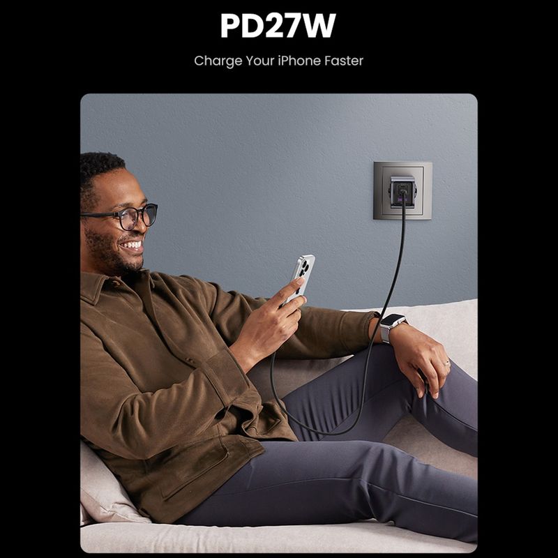 Laptop, Telefoane si Tablete - Telefoane mobile si accesorii - Accesorii Telefoane - Incarcatoare telefoane - Incarcator USB, 2x Type-C, GaN, Fast Charging, 65W, 3A, PD3.0, QC4.0 - UVerde Nexode Pro X755 (25871) - Gri - Infinity.ro