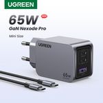 Laptop, Telefoane si Tablete - Telefoane mobile si accesorii - Accesorii Telefoane - Incarcatoare telefoane - Incarcator USB, 2x Type-C, GaN, Fast Charging, 65W, 3A, PD3.0, QC4.0 - UVerde Nexode Pro X755 (25871) - Gri - Infinity.ro