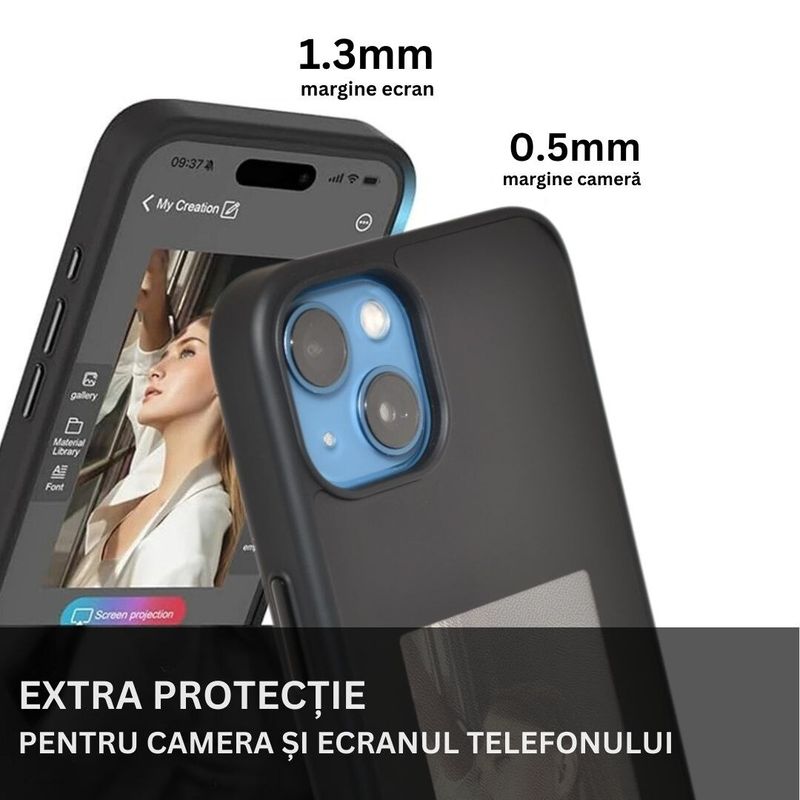 Laptop, Telefoane si Tablete - Telefoane mobile si accesorii - Accesorii Telefoane - Huse telefoane - Husa pentru telefon cu ecran e-ink, proiectie poze prin NFC, iPhone 13 si 14, rezistenta la socuri, Clickzu - Infinity.ro