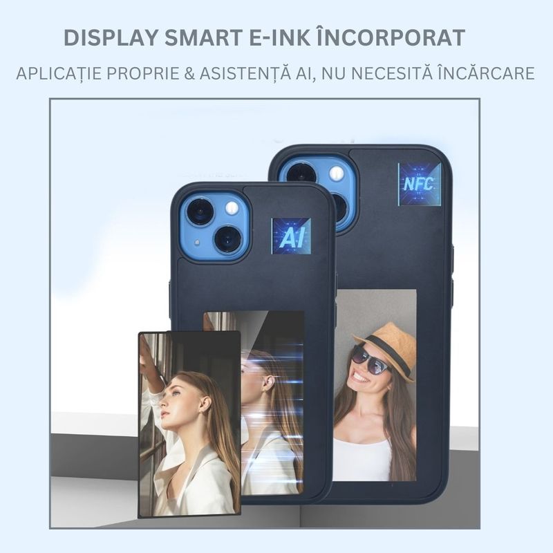 Laptop, Telefoane si Tablete - Telefoane mobile si accesorii - Accesorii Telefoane - Huse telefoane - Husa pentru telefon cu ecran e-ink, proiectie poze prin NFC, iPhone 13 si 14, rezistenta la socuri, Clickzu - Infinity.ro