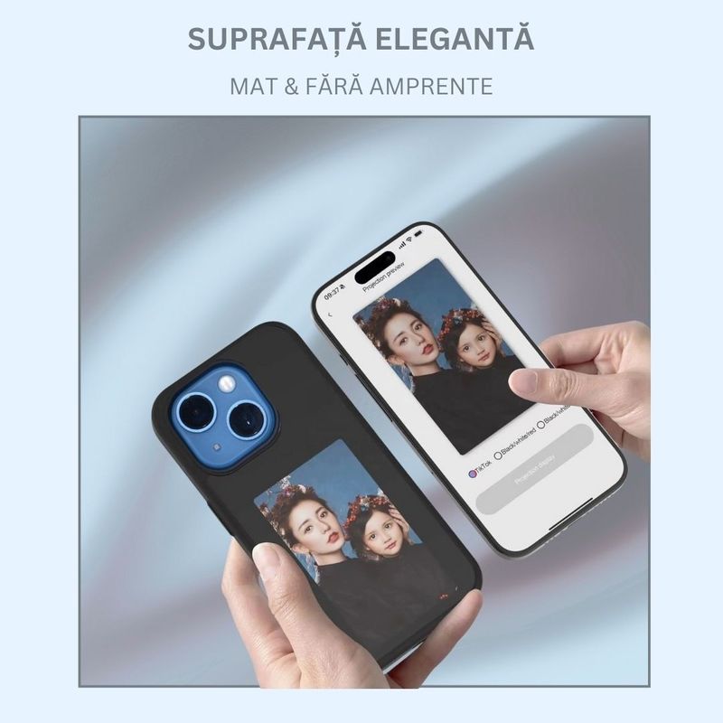 Laptop, Telefoane si Tablete - Telefoane mobile si accesorii - Accesorii Telefoane - Huse telefoane - Husa pentru telefon cu ecran e-ink, proiectie poze prin NFC, iPhone 13 si 14, rezistenta la socuri, Clickzu - Infinity.ro
