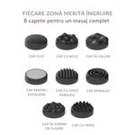 Ingrijire personala si Cosmetice - Sanatate si wellness - Articole wellness - Aparate si dispozitive de masaj - Aparat de masaj cu 8 capete interschimbabile, anticelulitic, pentru ingrijire, relaxare si tonifiere, wireless, Clickzu - Infinity.ro
