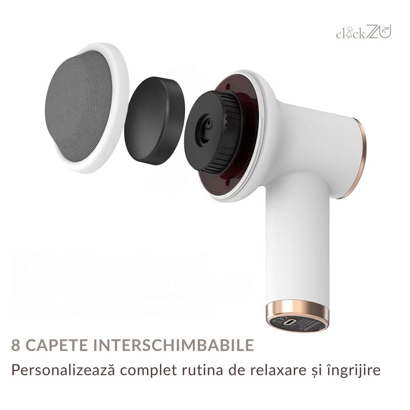 Ingrijire personala si Cosmetice - Sanatate si wellness - Articole wellness - Aparate si dispozitive de masaj - Aparat de masaj cu 8 capete interschimbabile, anticelulitic, pentru ingrijire, relaxare si tonifiere, wireless, Clickzu - Infinity.ro