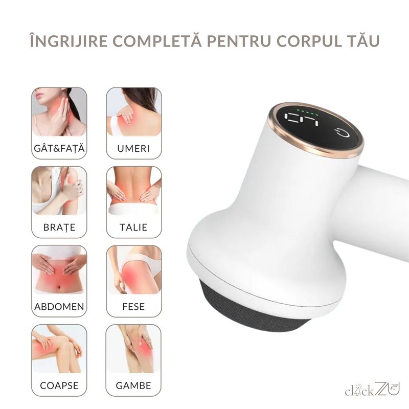 Ingrijire personala si Cosmetice - Sanatate si wellness - Articole wellness - Aparate si dispozitive de masaj - Aparat de masaj cu 8 capete interschimbabile, anticelulitic, pentru ingrijire, relaxare si tonifiere, wireless, Clickzu - Infinity.ro