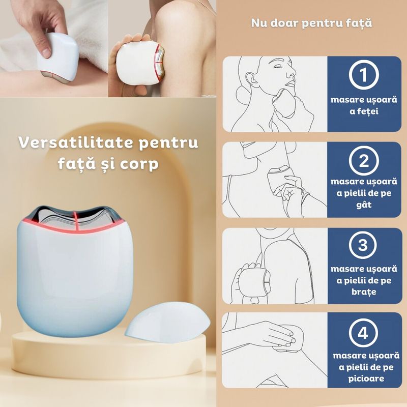 Ingrijire personala si Cosmetice - Aparate & accesorii ingrijire personala - Aparate cosmetice - Aparate intretinere si ingrijire corporala - Aparat de infrumusetare EMS Gua Sha, terapie LED, pentru stimularea circulatiei, eliminarea toxinelor, anti-rid, Clickzu - Infinity.ro