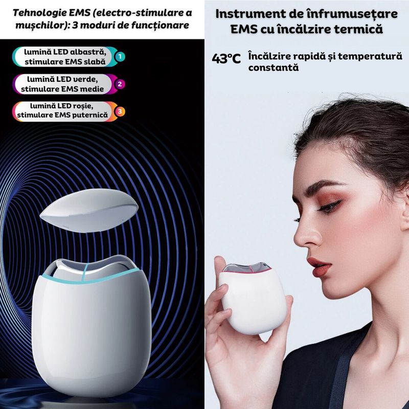 Ingrijire personala si Cosmetice - Aparate & accesorii ingrijire personala - Aparate cosmetice - Aparate intretinere si ingrijire corporala - Aparat de infrumusetare EMS Gua Sha, terapie LED, pentru stimularea circulatiei, eliminarea toxinelor, anti-rid, Clickzu - Infinity.ro