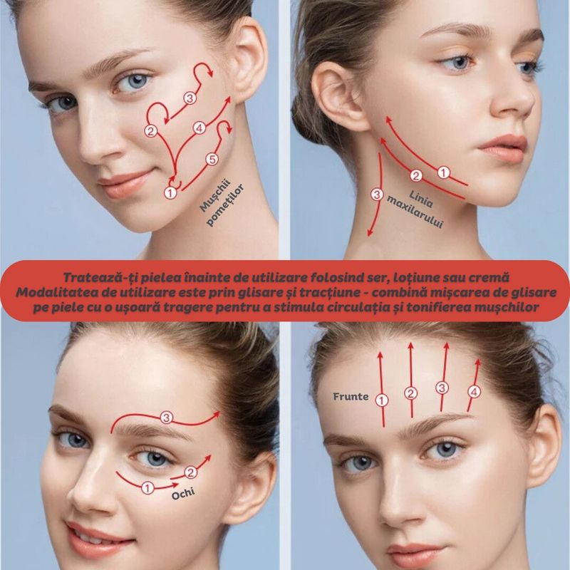 Ingrijire personala si Cosmetice - Aparate & accesorii ingrijire personala - Aparate cosmetice - Aparate intretinere si ingrijire corporala - Aparat de infrumusetare EMS Gua Sha, terapie LED, pentru stimularea circulatiei, eliminarea toxinelor, anti-rid, Clickzu - Infinity.ro