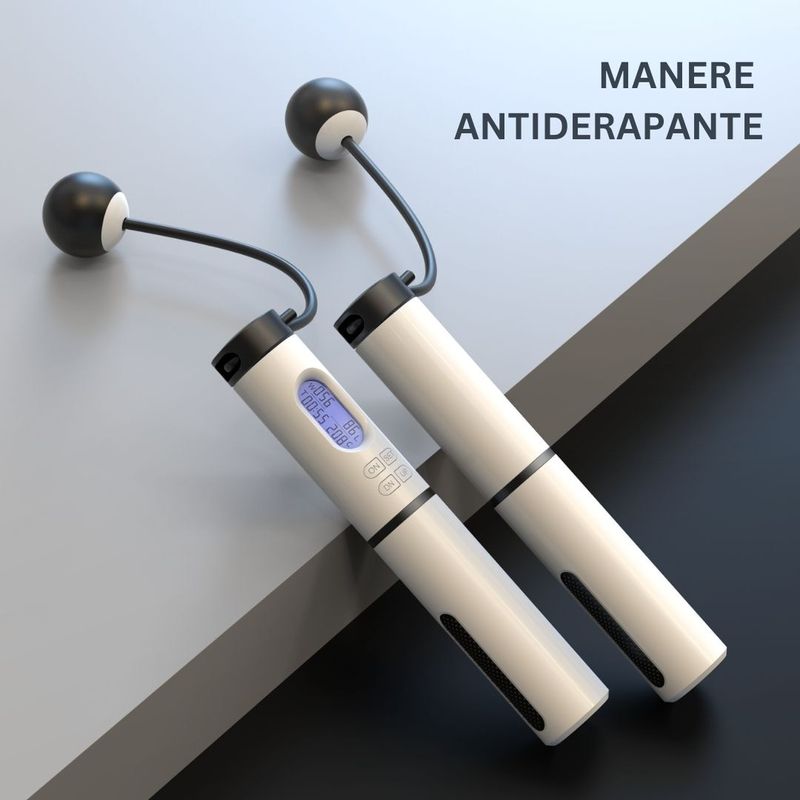 Sport si Outdoor - Fitness - Accesorii fitness - Corzi de sarit - Coarda sarituri cu contor digital, durata exercitii, calorii consumate, ajustabila, bile cu greutati incluse, Clickzu - Infinity.ro