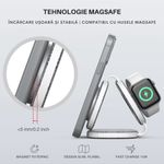 Laptop, Telefoane si Tablete - Telefoane mobile si accesorii - Accesorii Telefoane - Incarcatoare telefoane - Incarcator wireless pentru telefon, Airpods si Apple Watch, statie cu suport telefon, fast charge 15W, magnetic, Clickzu - Infinity.ro