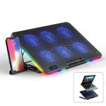 Laptop, Telefoane si Tablete - Laptopuri si accesorii - Accesorii Laptop - Standuri/Coolere notebook - Cooler laptop pentru gaming cu 6 ventilatoare RGB, 7 unghiuri inclinare, suport telefon, compatibil 15.6", Clickzu - Infinity.ro