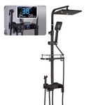 Casa si Gradina - Sanitare - Cazi si cabine de dus - Coloane si seturi de dus - Coloana dus cu termostat si afisaj digital, cap de dus tip ploaie, dus de mana, bideu, robinet inferior, raft, Clickzu - Infinity.ro