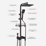 Casa si Gradina - Sanitare - Cazi si cabine de dus - Coloane si seturi de dus - Coloana dus cu termostat si afisaj digital, cap de dus tip ploaie, dus de mana, bideu, robinet inferior, raft, Clickzu - Infinity.ro