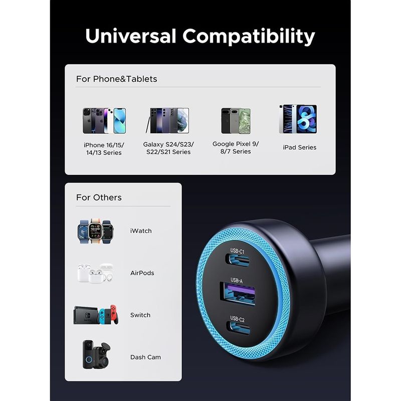 Laptop, Telefoane si Tablete - Telefoane mobile si accesorii - Accesorii Telefoane - Incarcatoare telefoane - Incarcator pentru Masina, USB, 2x USB-C, 30W - UVerde EC307 (45843) - Negru - Infinity.ro
