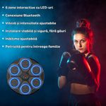 Jucarii, Copii si Bebe - Jucarii si jocuri - Jucarii & jocuri educative - Jucarii interactive - Tinta de box cu Bluetooth, 6 zone interactive cu LED RGB, viteza ajustabila, set 2 manusi, adulti si copii, Clickzu - Infinity.ro