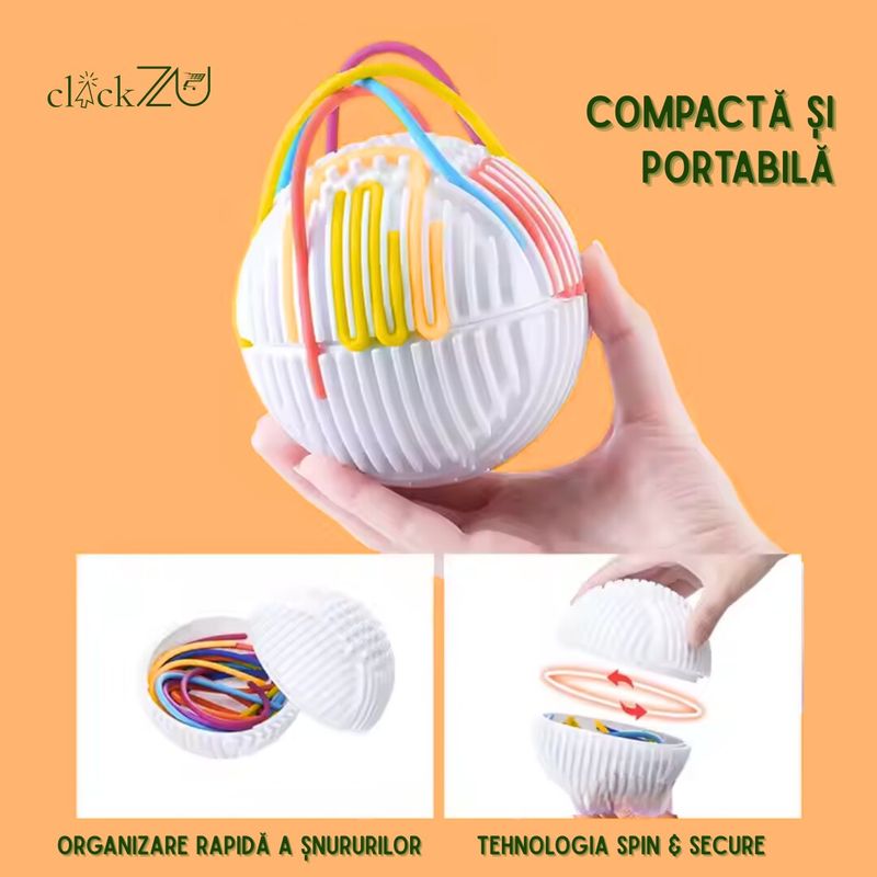 Jucarii, Copii si Bebe - Jucarii si jocuri - Jucarii & jocuri educative - Jucarii interactive - Minge senzoriala cu texturi variate si snururi flexibile, stimuleaza coordonarea mana-ochi si creativitatea, Clickzu - Infinity.ro