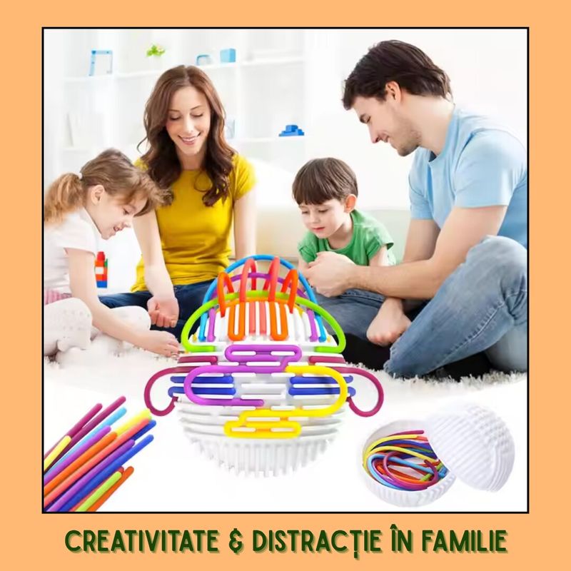 Jucarii, Copii si Bebe - Jucarii si jocuri - Jucarii & jocuri educative - Jucarii interactive - Minge senzoriala cu texturi variate si snururi flexibile, stimuleaza coordonarea mana-ochi si creativitatea, Clickzu - Infinity.ro