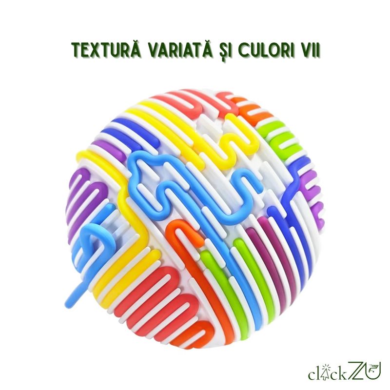 Jucarii, Copii si Bebe - Jucarii si jocuri - Jucarii & jocuri educative - Jucarii interactive - Minge senzoriala cu texturi variate si snururi flexibile, stimuleaza coordonarea mana-ochi si creativitatea, Clickzu - Infinity.ro