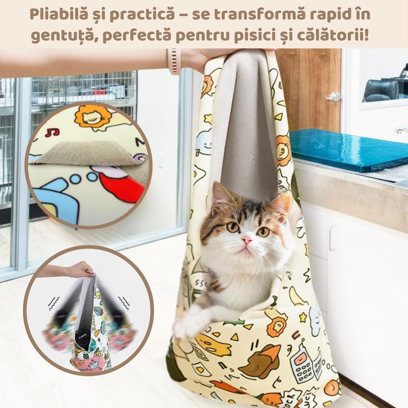 Petshop - Articole imbracaminte - Haine animale - Patura autoadeziva pentru toaletarea si ingrijirea pisicilor, rezistenta la zgarieturi, pisici pana in 10 kg, Clickzu - Infinity.ro
