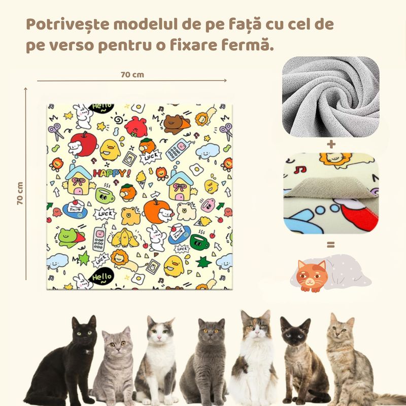 Petshop - Articole imbracaminte - Haine animale - Patura autoadeziva pentru toaletarea si ingrijirea pisicilor, rezistenta la zgarieturi, pisici pana in 10 kg, Clickzu - Infinity.ro