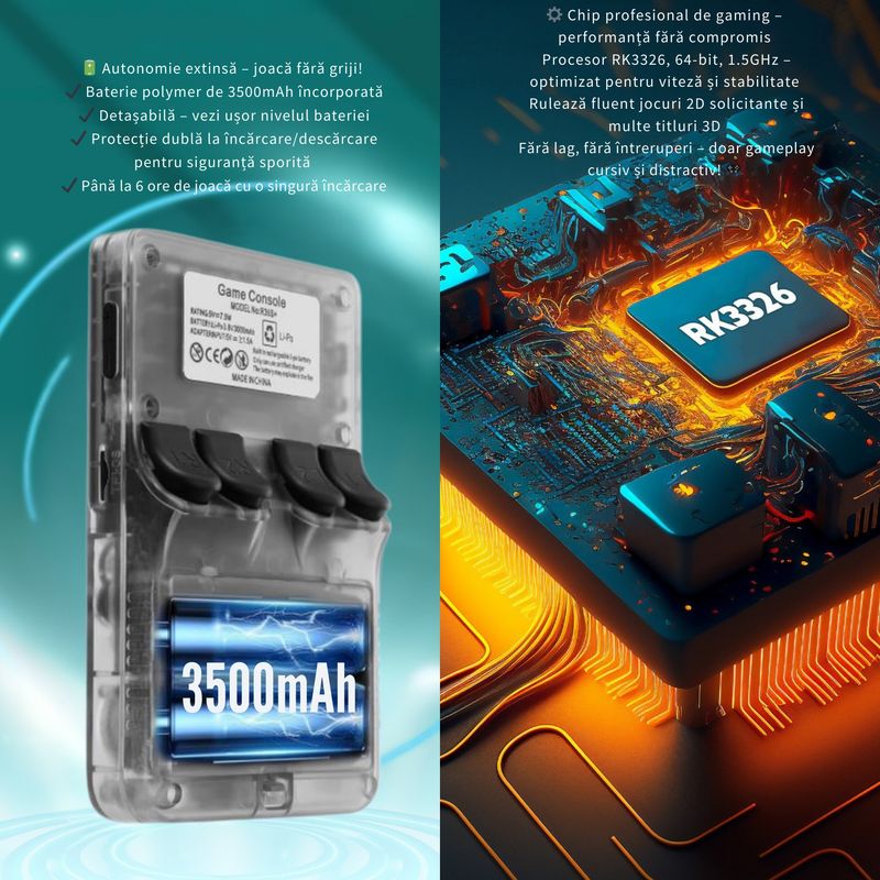 PC, gaming si accesorii - Gaming - Console gaming - Consola portabila retro R36S, peste 22000 jocuri, ecran IPS 3.5” HD, joystick dual 3D, suport multi-emulator, Clickzu - Infinity.ro