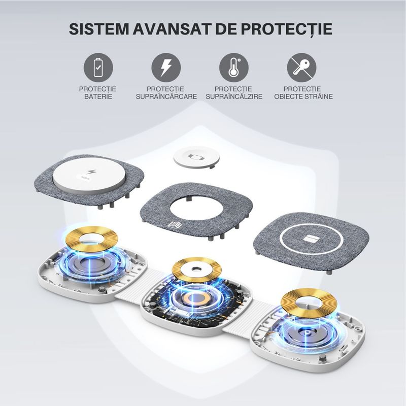 Laptop, Telefoane si Tablete - Telefoane mobile si accesorii - Accesorii Telefoane - Incarcatoare telefoane - Incarcator wireless pentru telefon, Airpods si Apple Watch, statie cu suport telefon, fast charge 15W, magnetic, Clickzu - Infinity.ro