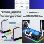 PC, gaming si accesorii - Gaming - Console gaming - Stand PS5 si PS5 Slim cu incarcare duala controllere, iluminare RGB, suport casti, organizator DVD-uri, USB HUB, Clickzu - Infinity.ro