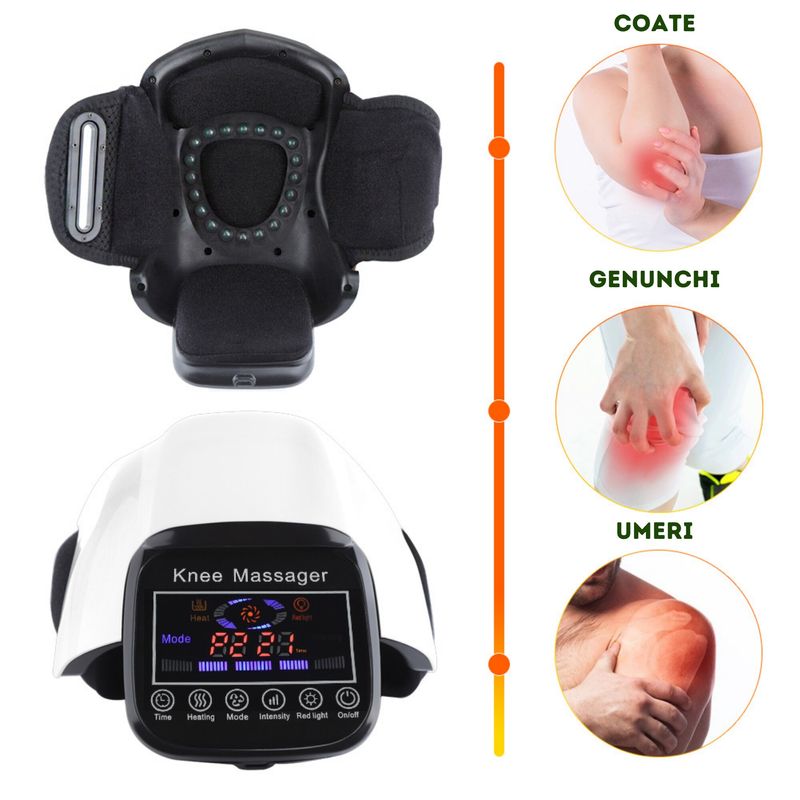 Ingrijire personala si Cosmetice - Sanatate si wellness - Articole wellness - Aparate si dispozitive de masaj - Aparat de masaj electric pentru genunchi, umeri si coate, cu 3 trepte de incalzire, vibratii si lumina rosie, Clickzu - Infinity.ro