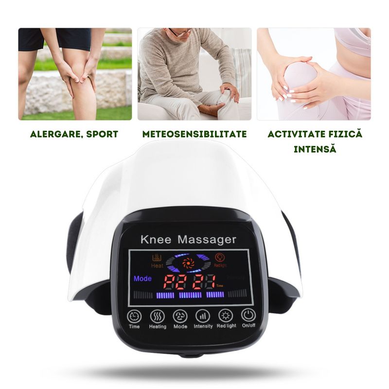 Ingrijire personala si Cosmetice - Sanatate si wellness - Articole wellness - Aparate si dispozitive de masaj - Aparat de masaj electric pentru genunchi, umeri si coate, cu 3 trepte de incalzire, vibratii si lumina rosie, Clickzu - Infinity.ro