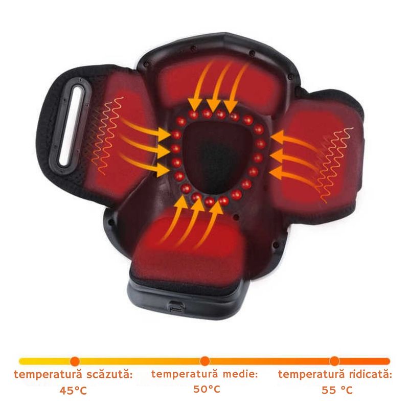 Ingrijire personala si Cosmetice - Sanatate si wellness - Articole wellness - Aparate si dispozitive de masaj - Aparat de masaj electric pentru genunchi, umeri si coate, cu 3 trepte de incalzire, vibratii si lumina rosie, Clickzu - Infinity.ro
