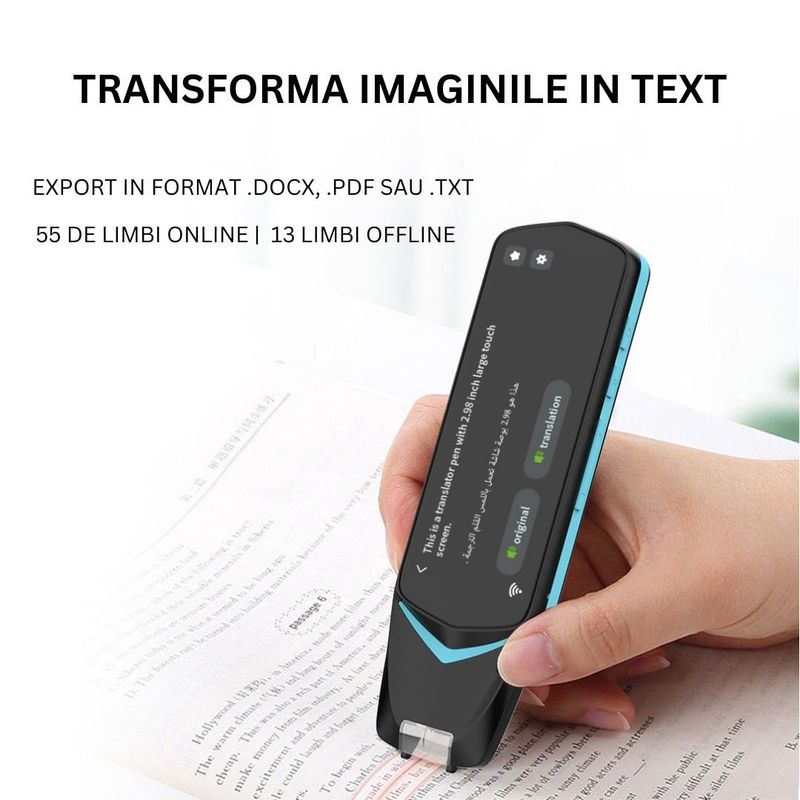 Laptop, Telefoane si Tablete - Wearables si gadgeturi - Gadgeturi - Accesorii SMART - Translator inteligent pentru traducere vocala, text si imagini, online/offline, 112 limbi, scanare OCR, Clickzu - Infinity.ro
