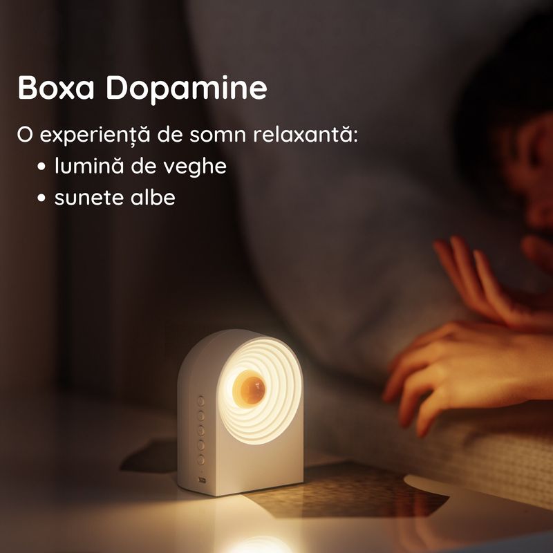 TV, Audio-Video si Foto - Portabile audio - Boxe portabile - Boxa white noise cu lumina de veghe, 8 tipuri de sunete integrate, potrivita pentru camera copilului, Bluetooth, Clickzu - Infinity.ro