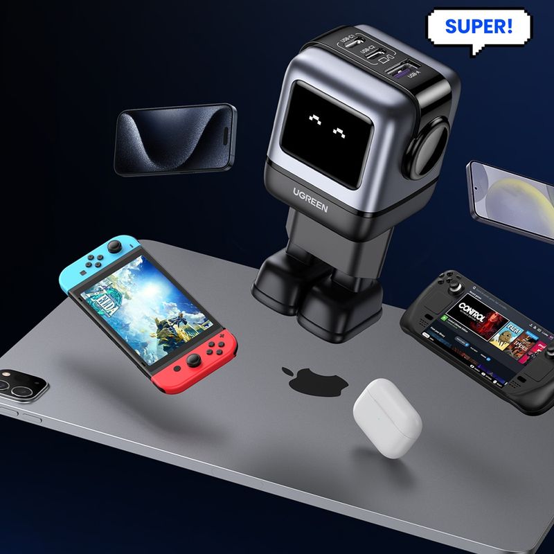 Laptop, Telefoane si Tablete - Telefoane mobile si accesorii - Accesorii Telefoane - Incarcatoare telefoane - Incarcator cu Display LED, USB-C, GaN, Fast Charging, 65W, 3A, QC4.0 - UVerde Nexode RG CD361 (25685B) - Negru - Infinity.ro