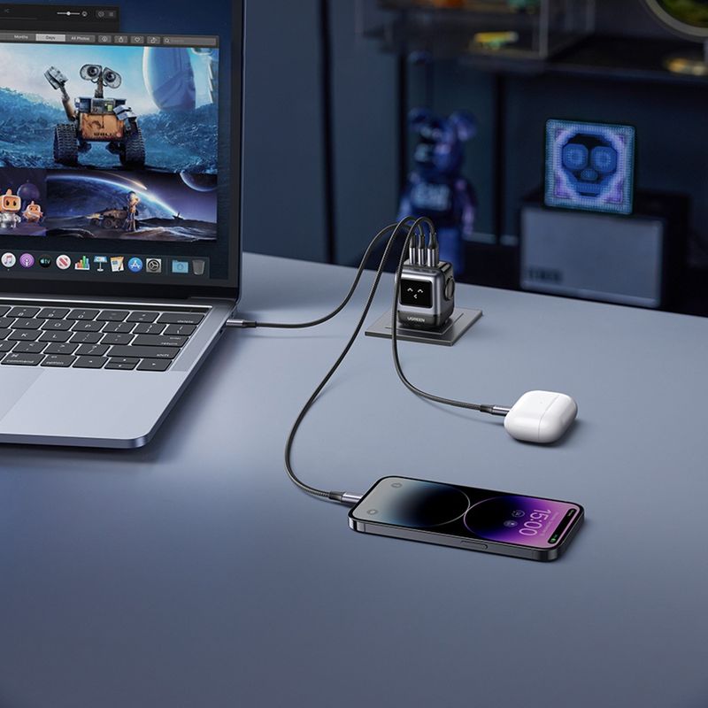 Laptop, Telefoane si Tablete - Telefoane mobile si accesorii - Accesorii Telefoane - Incarcatoare telefoane - Incarcator cu Display LED, USB-C, GaN, Fast Charging, 65W, 3A, QC4.0 - UVerde Nexode RG CD361 (25685B) - Negru - Infinity.ro