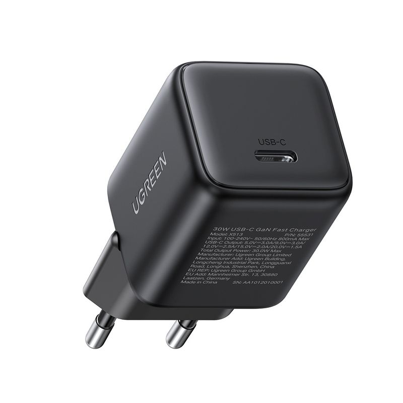 Laptop, Telefoane si Tablete - Telefoane mobile si accesorii - Accesorii Telefoane - Incarcatoare telefoane - Incarcator USB-C, GaN, Fast Charging, 30W, QC4, 5V/3A - UVerde X513 (65007) - Negru - Infinity.ro