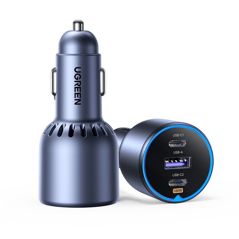 Laptop, Telefoane si Tablete - Telefoane mobile si accesorii - Accesorii Telefoane - Incarcatoare telefoane - Incarcator pentru Masina cu Indicator LED, USB, 2x Type-C, 130W, Cablu USB-C - UVerde EC705 (55511) - Infinity.ro