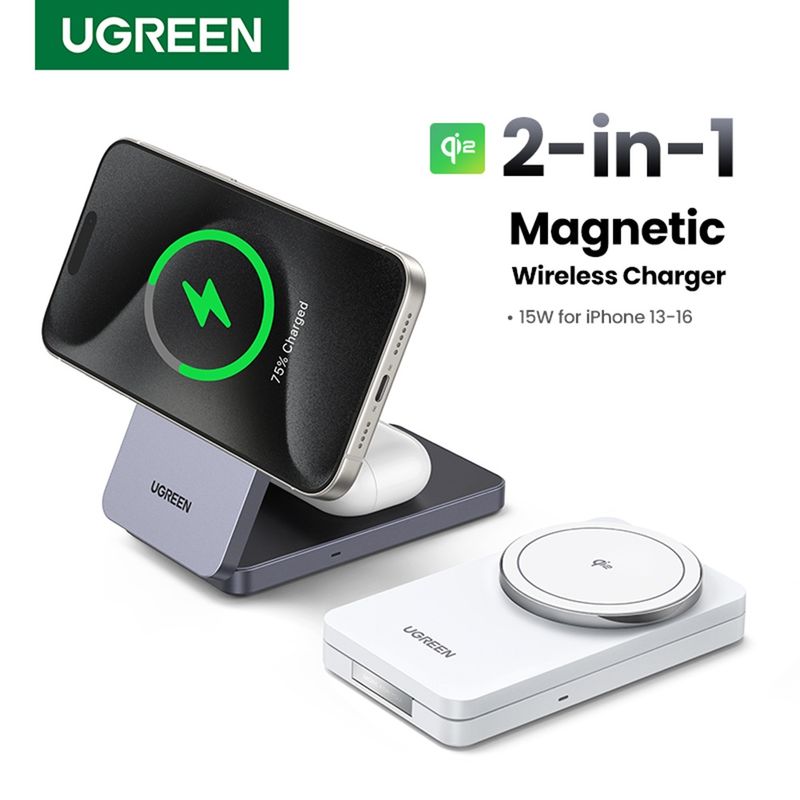 Laptop, Telefoane si Tablete - Telefoane mobile si accesorii - Accesorii Telefoane - Incarcatoare telefoane - Incarcator fara Fir 2in1, 20W, 3A - UVerde W706 (45023) - Negru - Infinity.ro