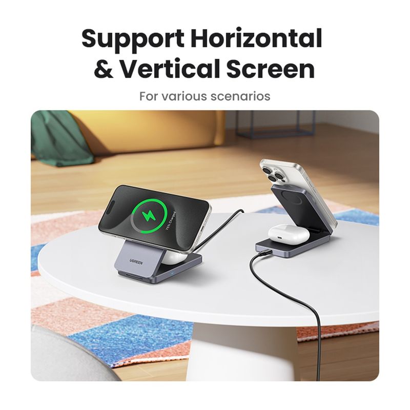 Laptop, Telefoane si Tablete - Telefoane mobile si accesorii - Accesorii Telefoane - Incarcatoare telefoane - Incarcator fara Fir 2in1, 20W, 3A - UVerde W706 (45023) - Negru - Infinity.ro