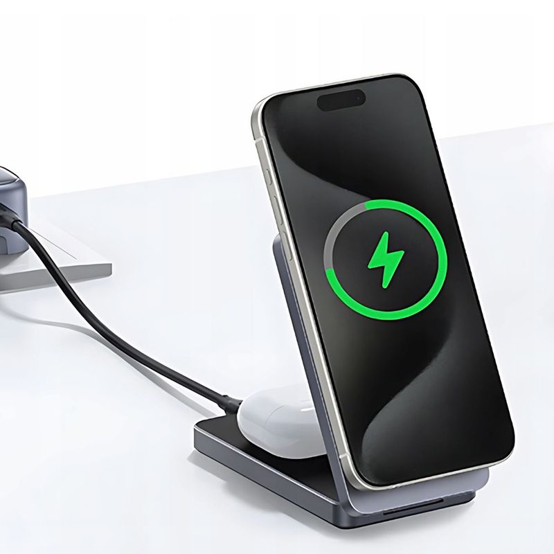 Laptop, Telefoane si Tablete - Telefoane mobile si accesorii - Accesorii Telefoane - Incarcatoare telefoane - Incarcator fara Fir 2in1, 25W, 3A, USB-C - UVerde W528 (45055) - Alb - Infinity.ro