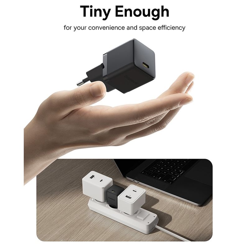 Laptop, Telefoane si Tablete - Telefoane mobile si accesorii - Accesorii Telefoane - Incarcatoare telefoane - Incarcator EU 30W, Type-C - Baseus Palm (P10111605113-00) - Cluster Negru - Infinity.ro