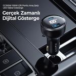 Laptop, Telefoane si Tablete - Telefoane mobile si accesorii - Accesorii Telefoane - Incarcatoare telefoane - Incarcator pentru Masina cu Display Digital, USB, Type-C, PD100W - Havit (CC100W) - Negru - Infinity.ro