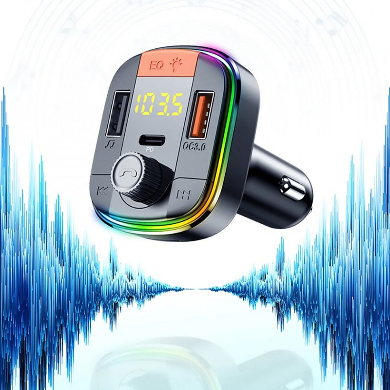 Laptop, Telefoane si Tablete - Telefoane mobile si accesorii - Accesorii Telefoane - Incarcatoare telefoane - Incarcator Auto cu Modulator FM, Display LED, 2xUSB, Type-C, 18W - Yesido (Y45) - Negru - Infinity.ro