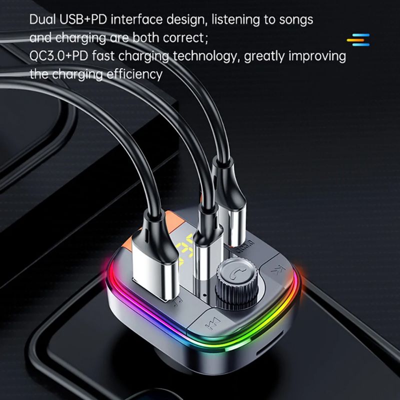 Laptop, Telefoane si Tablete - Telefoane mobile si accesorii - Accesorii Telefoane - Incarcatoare telefoane - Incarcator Auto cu Modulator FM, Display LED, 2xUSB, Type-C, 18W - Yesido (Y45) - Negru - Infinity.ro